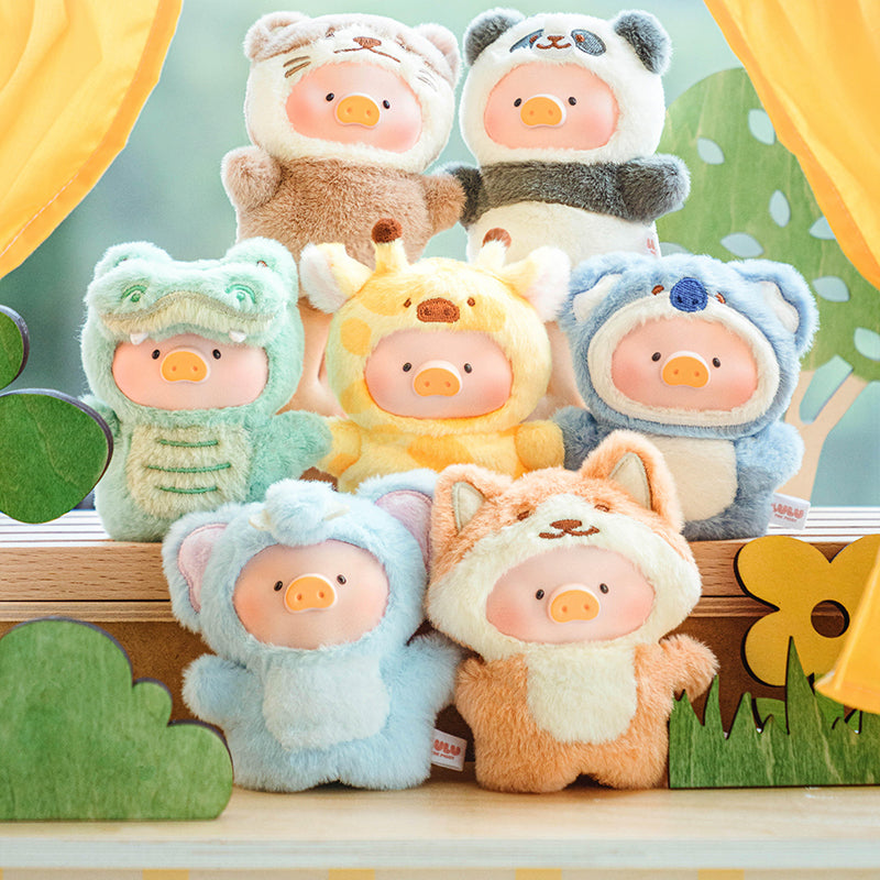 LULU the piggy animal party puppet show Pvc face plush keychain
