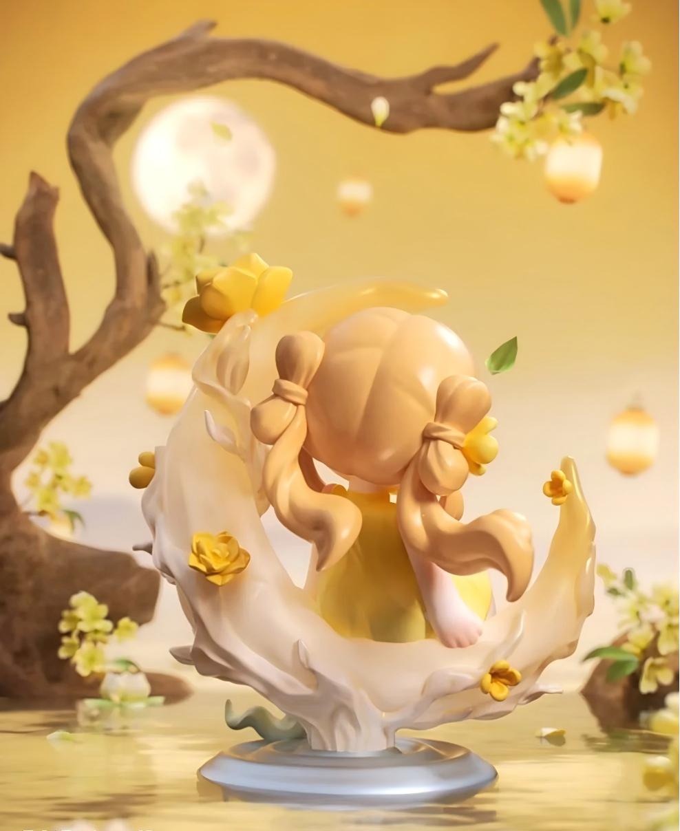 DORA Blossoming flowers and a full moon Hanging Card