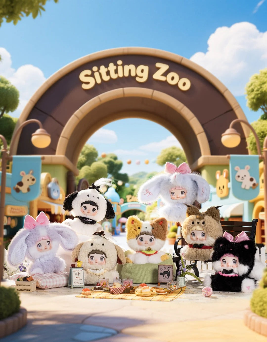 【シークレット】 Nommi Sitting Zoo ぬいぐるみ 動物園 招き猫 Nommi Sitting Zoo Plush Keychain Blind Box | 14cm Fluffy Mascot