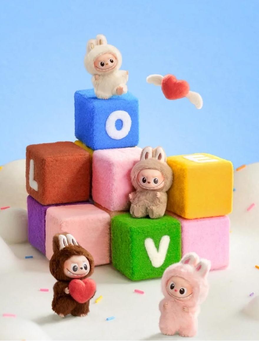 LABUBU V4 Mini Plush Keychain - Heart Code Series