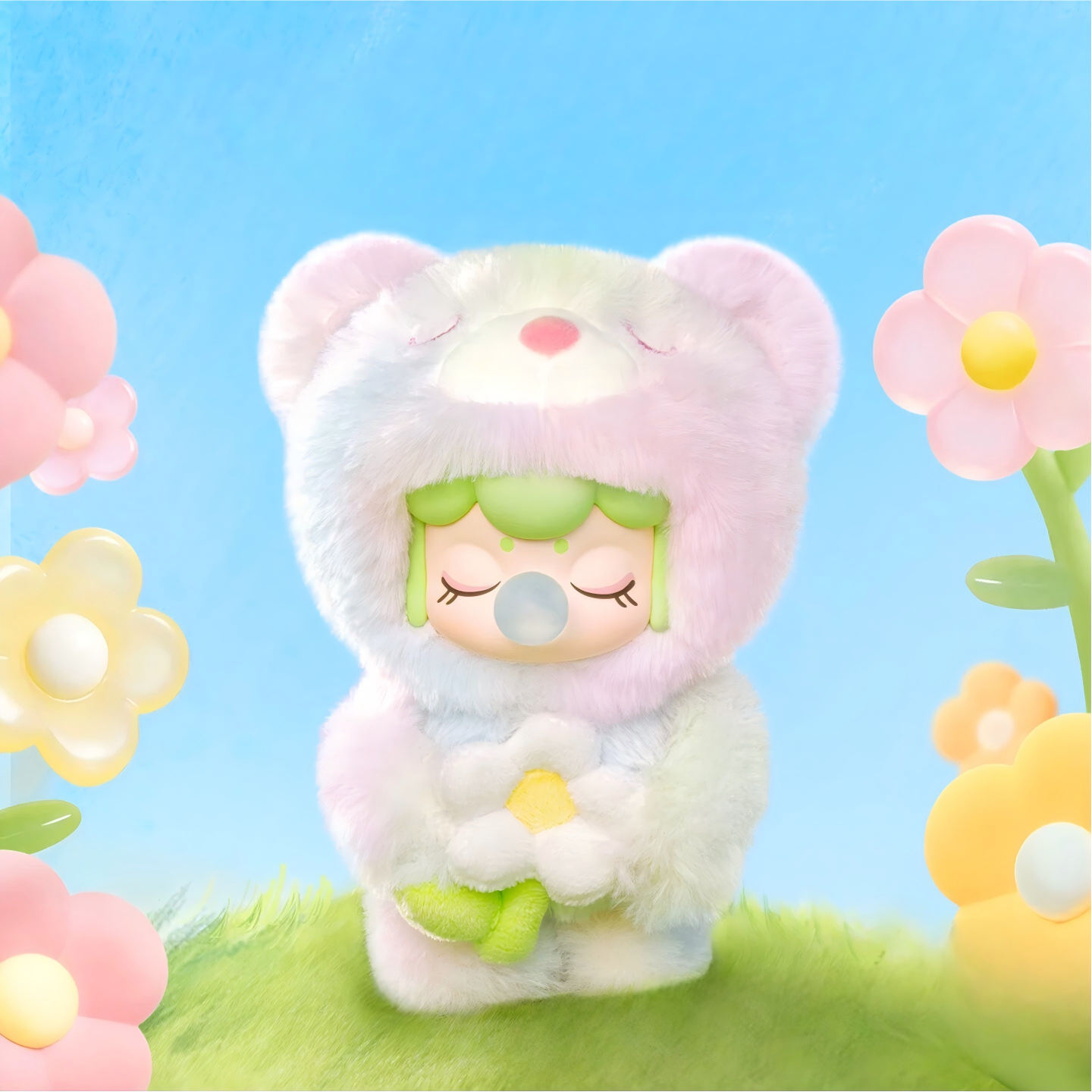 Nanci Spring Bear Plush Hanging Card