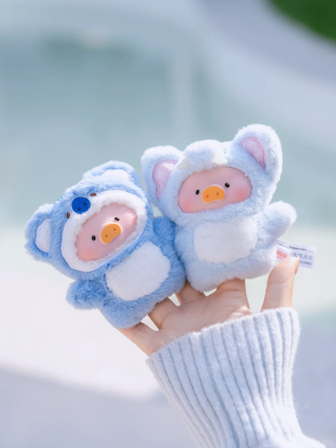LULU the piggy animal party puppet show Pvc face plush keychain
