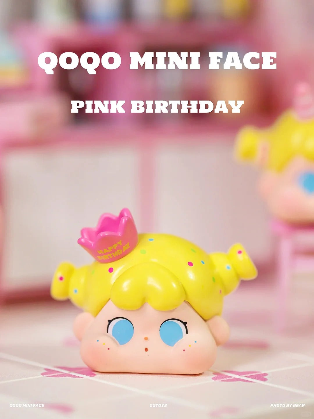 QOQO Pink Birthday Mini Face Series Magnet Bean