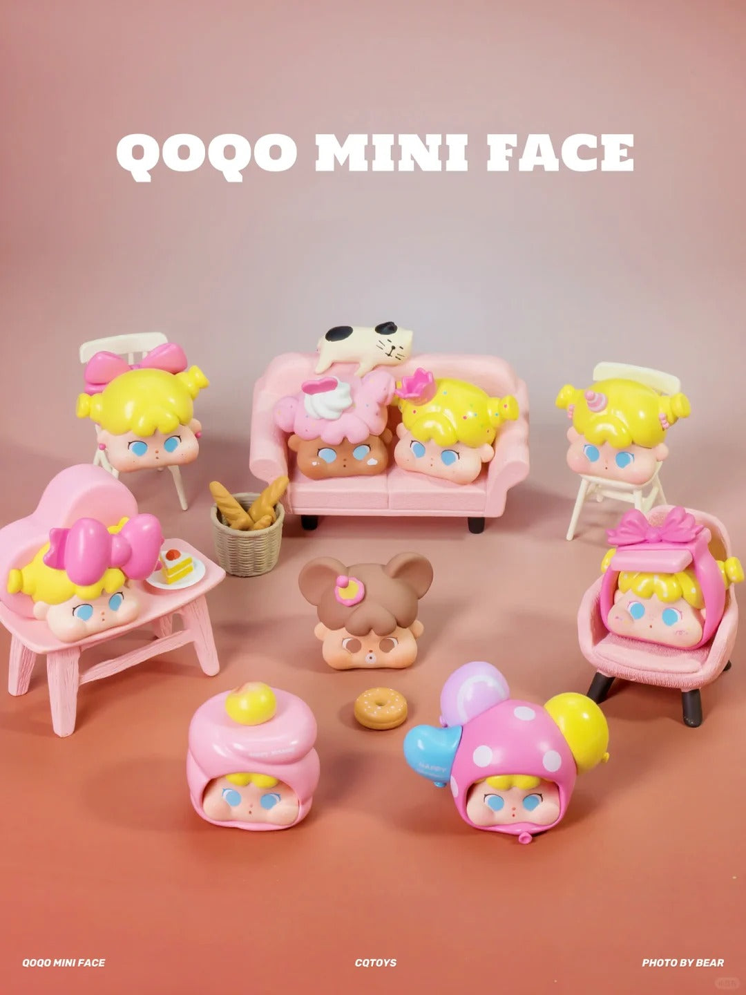 QOQO Pink Birthday Mini Face Series Magnet Bean