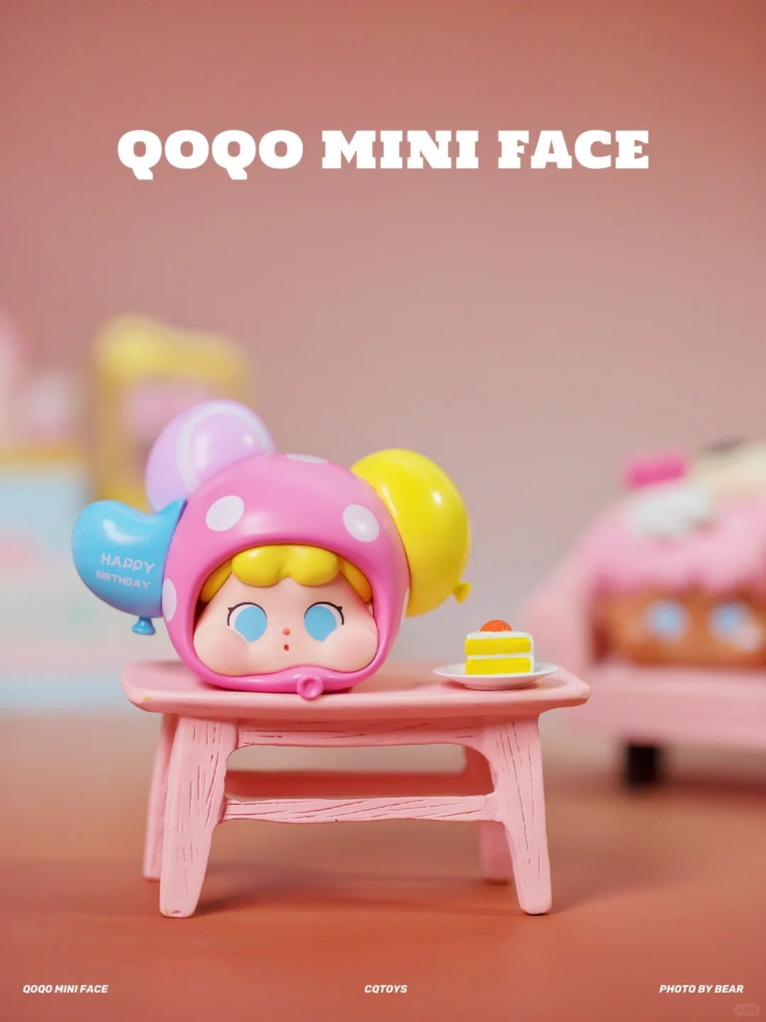 QOQO Pink Birthday Mini Face Series Magnet Bean