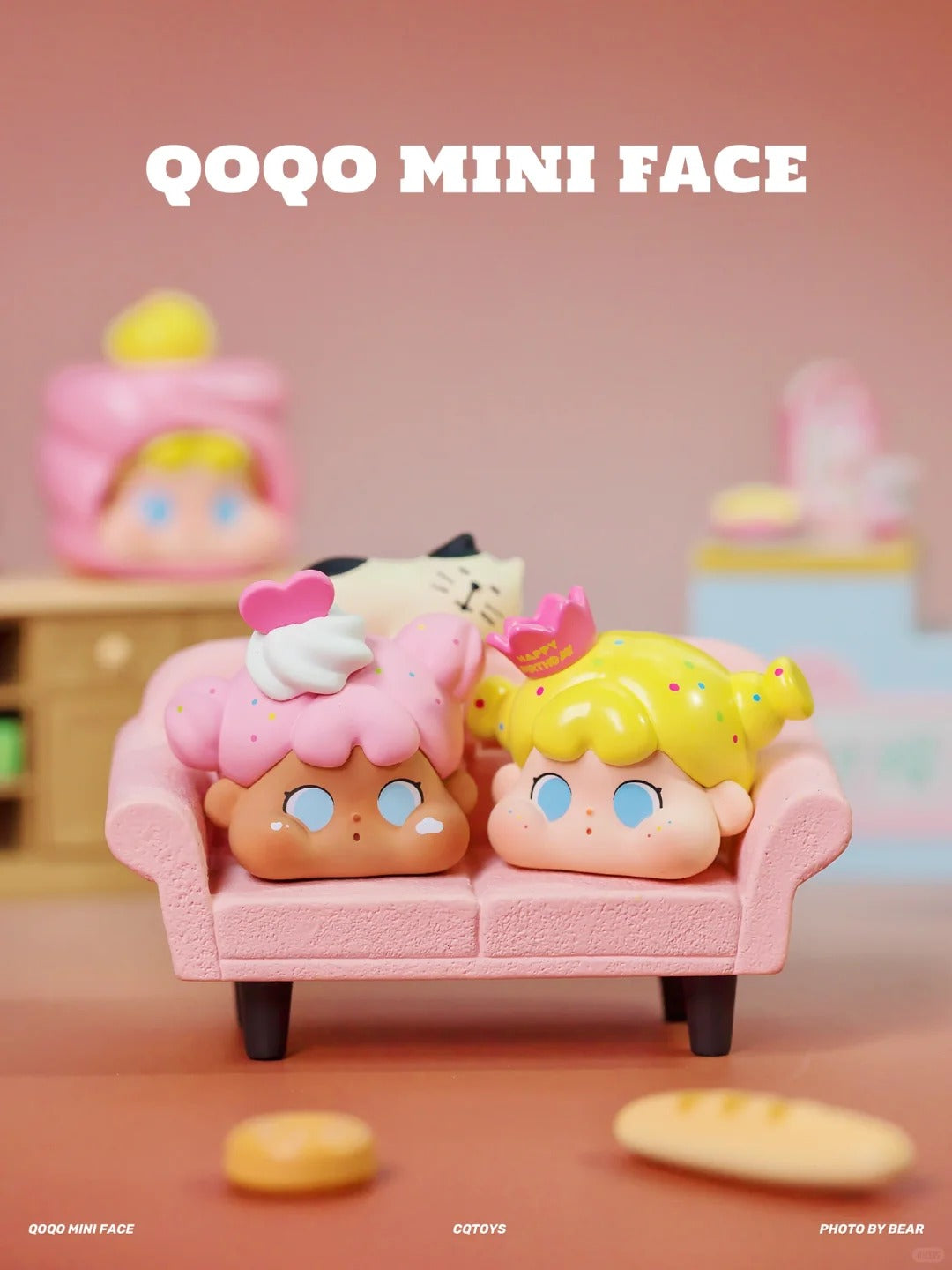 QOQO Pink Birthday Mini Face Series Magnet Bean